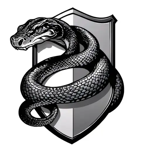 Snake Wrapped Around A Sheild
