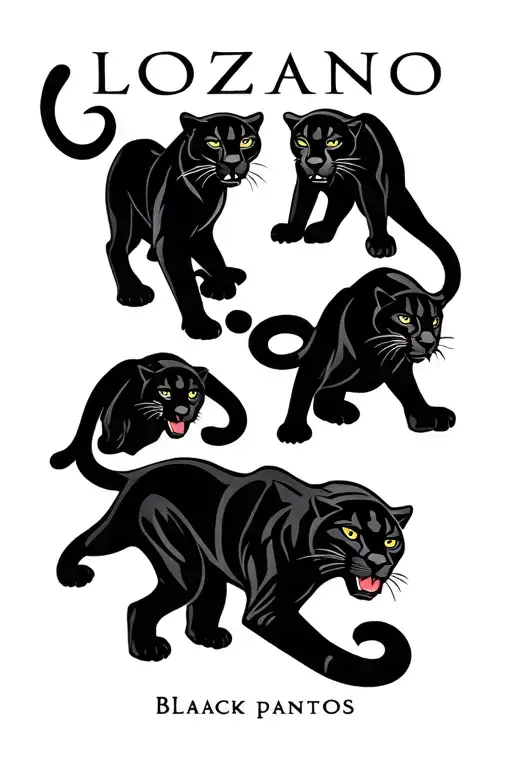 Lozano Last Name With Black Panthers Representing The Creator's