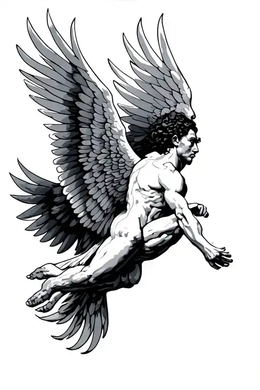 Icarus Falling From The Sky Back View