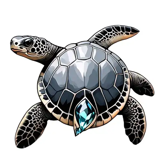 Sea Turtle With June Birthstone Colors Representing