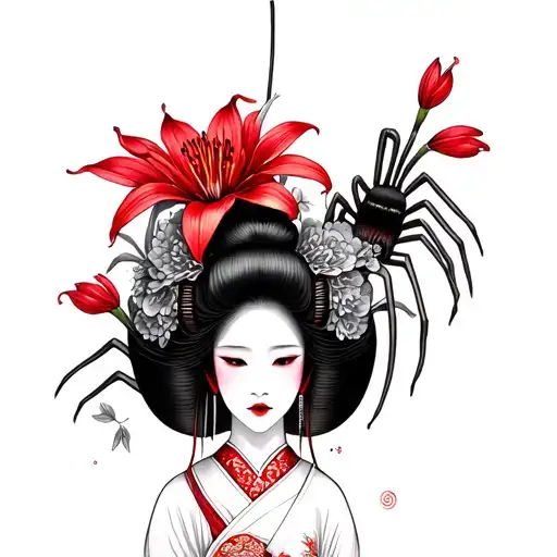 Geisha With Red Spider Lily