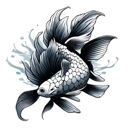 Geometric Koi Fish Swimming