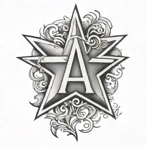 5 Point Star With Letter A
