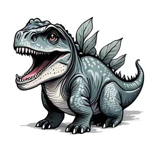 Happy Cute Doodle Dinosaur