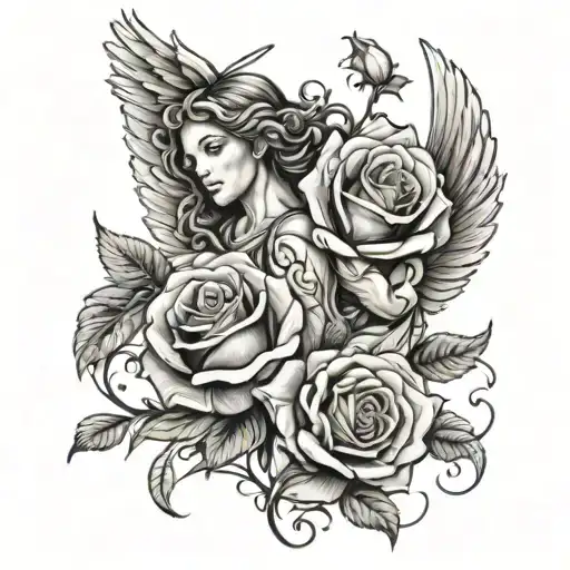 Angels And Rose Flower