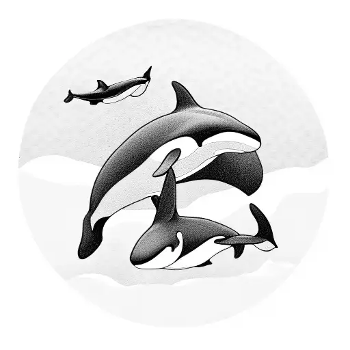 Two Killer Whales Making A Circle