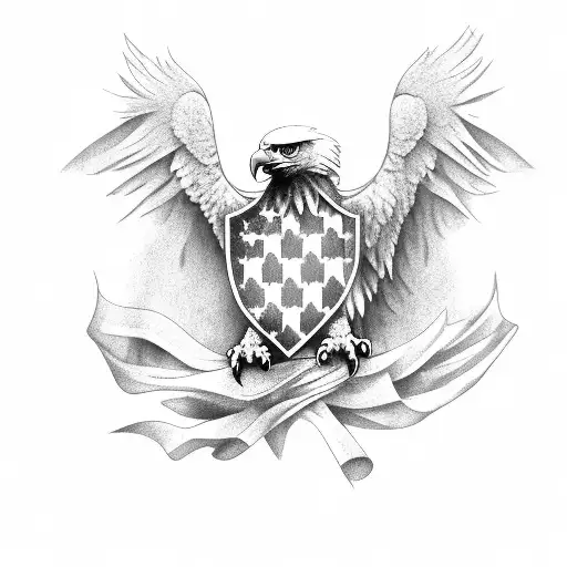 Eagle With American Flag And Irish Flag