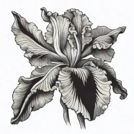 A Single Black Bearded Iris Flower