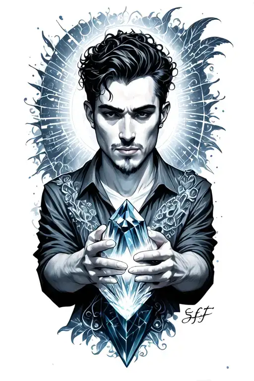 Seft Aura Men And Holding A Crystal