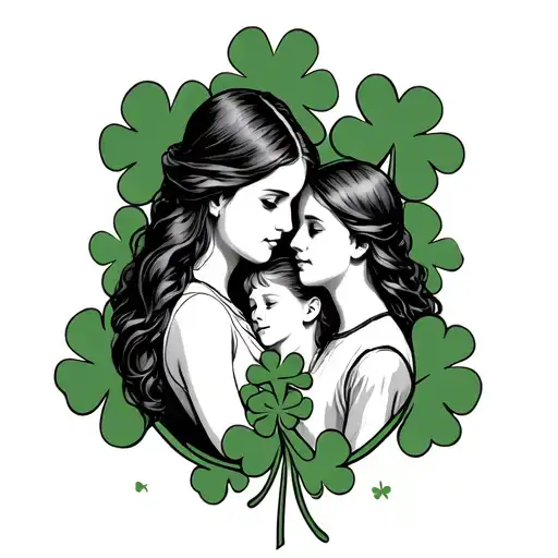 Mother And Sons With Shamrock