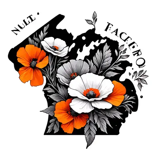 Outline Michigan Borders And Fill With California Poppies