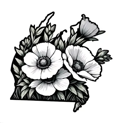 Michigan Outline Filled With California Poppy Flowers