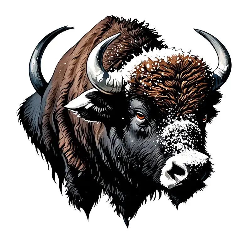 Buffalo With Snow And Ice