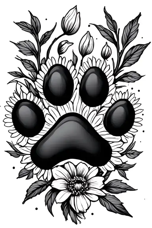 Bird Flower Paw Print