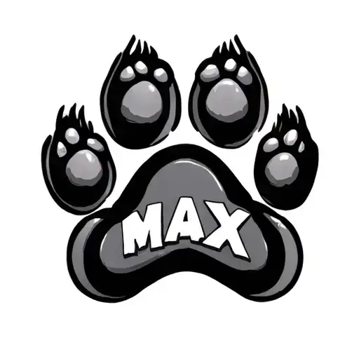 Dog Paw Print With The Name Max Inside Of The T Rex