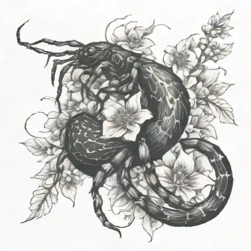 Spider And Wild Flowers Intertwined Representing The Client's