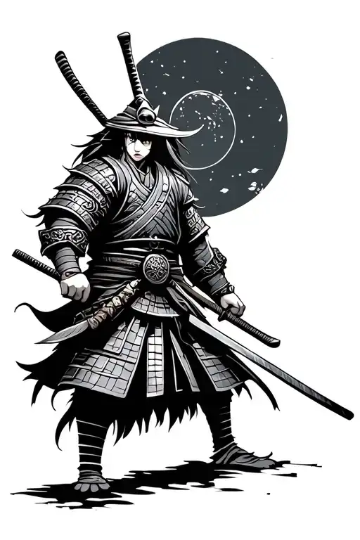 Anime Samurai Warrior Simple Design