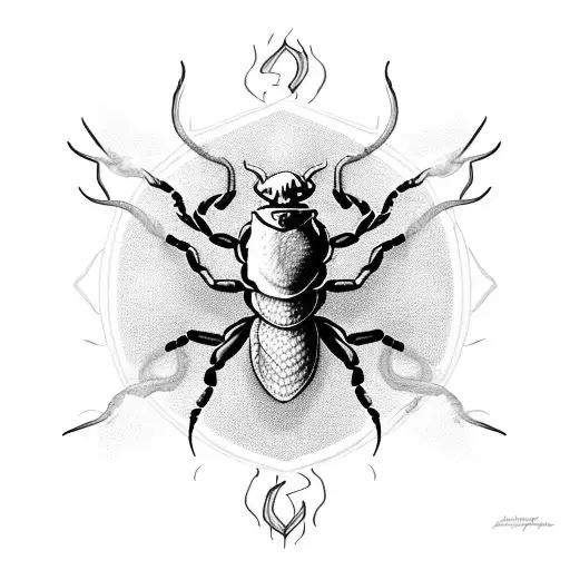 Scorpion Incircled In Flames