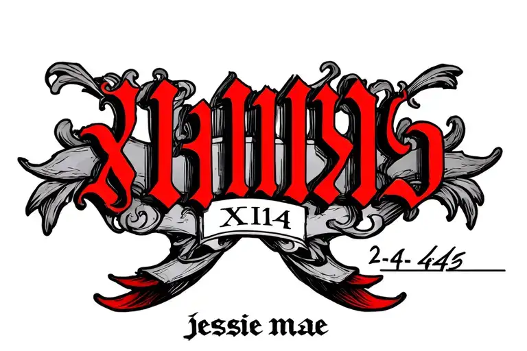Roman Numerals Od The Date 2-4-1945 With The Signature Jessie Mae Over It In Red