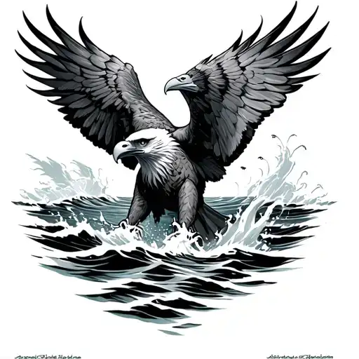 Eagle Coming Out Of The Sea