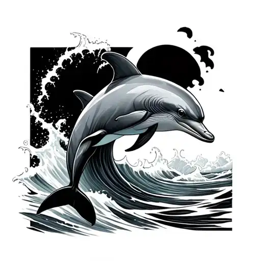 Dolphin In A Wave Crashing