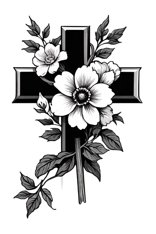 Catholic Christian Cross With Flower For Wife