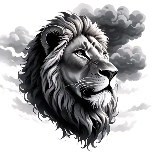 Clouds And Lion Realistic