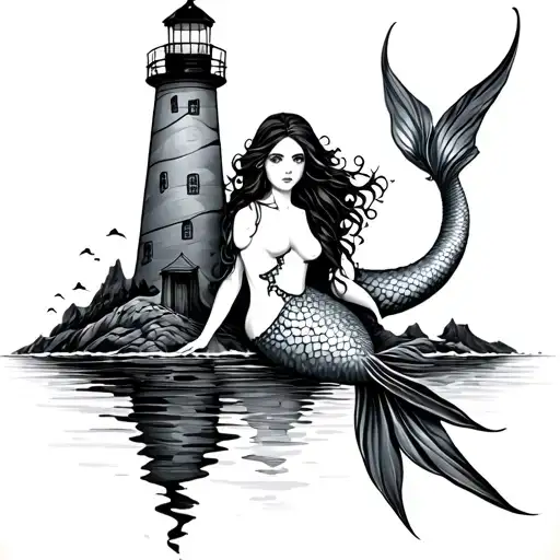 Mermaid And Light House Surrounded