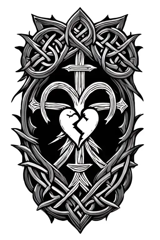 Celtic Cross With Broken Heart Center