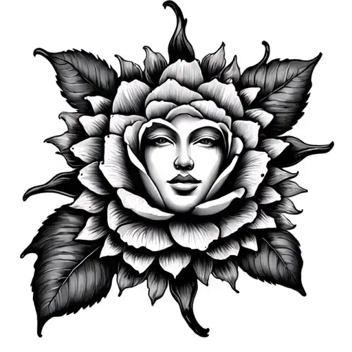 Sun With Rose And Water Lily