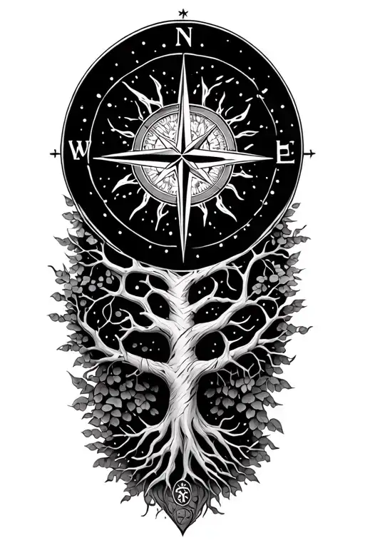 Tree Of Life With A Compass
