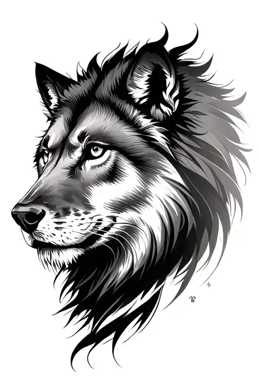 Lion And Wolf Face
