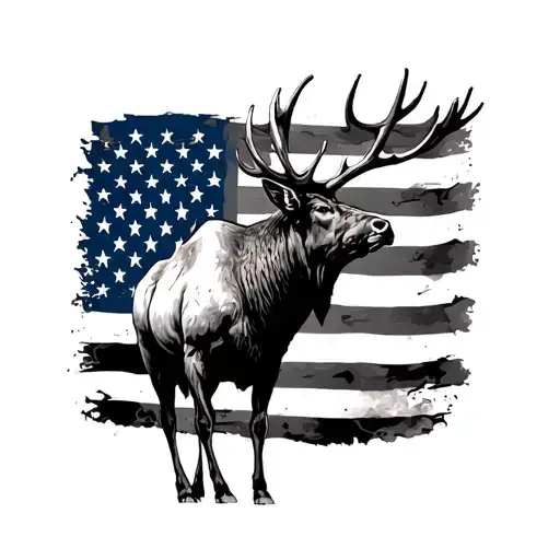 Bull Elk American Flag Sleeve