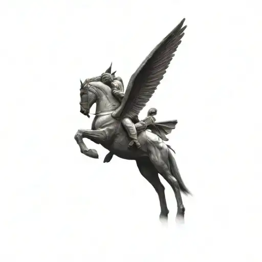 A Statue Of A Spartan Riding A Pegasus