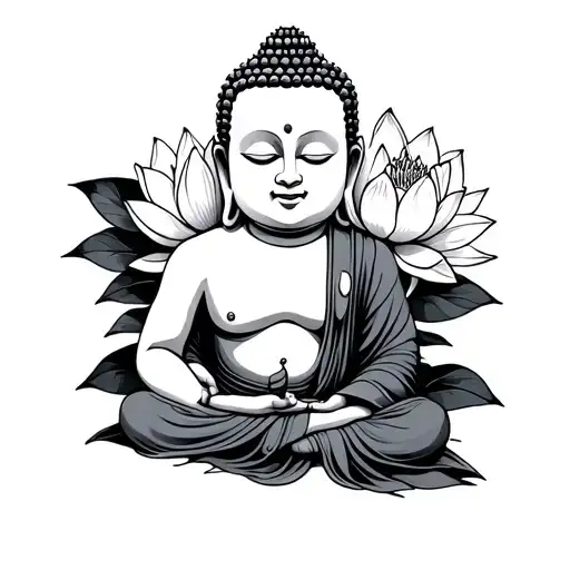 Baby Buddha Of Wisdom With Lotus Flower