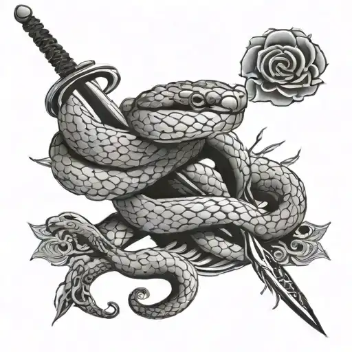 Snake And Japanise Sword