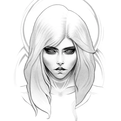 White Long Hair Woman In A Jiu Jitsu Gi With Lines In Black