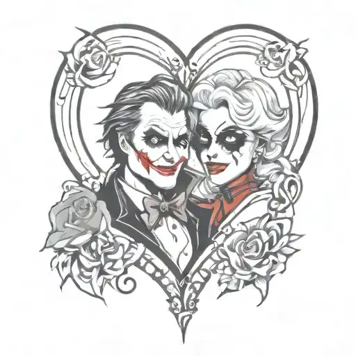 Heart Outline With The Joker And Harley Quinn Inside