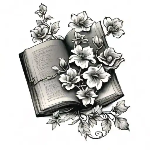 Open Book With Small Flowers