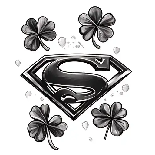 Superman Symbol And Four Leaf Clover
