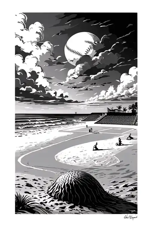 Beach And Baseball Field