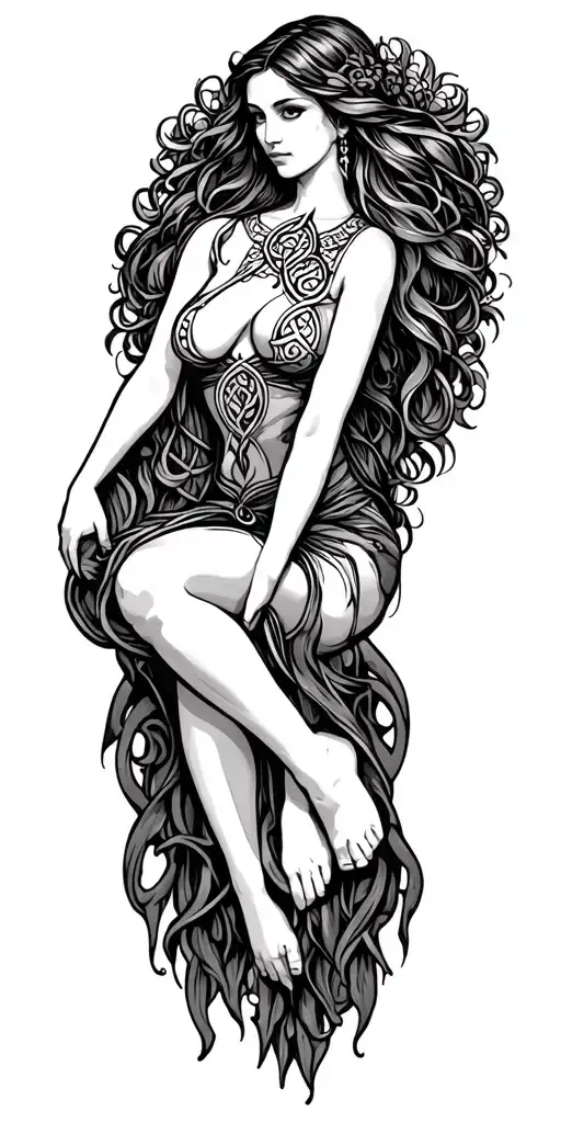 Beutiful Celtic Woman Sitting