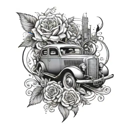 Design A Black And Grey Tattoo Of A Vintage Vosvos With A Modern Twist