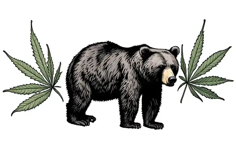 Bear And Weed Leaves