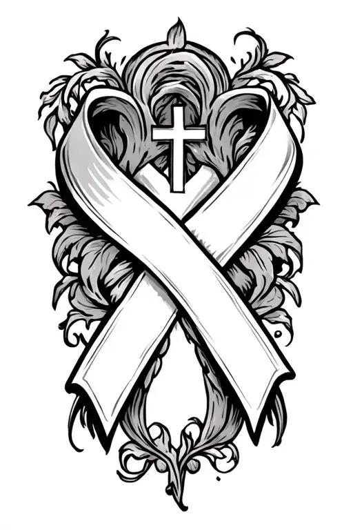 Liver Cancer Ribbon With Cross