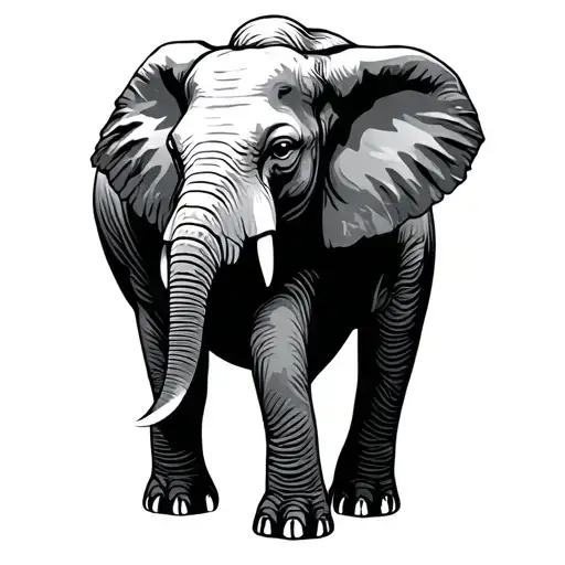 African Bull Elephant Standing Fiercely