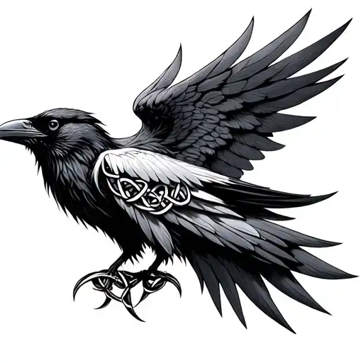 Celtic Knots With A Raven Wing