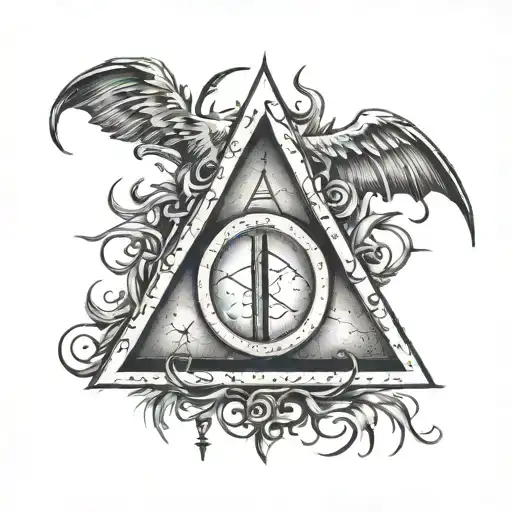 Deathly Hallows Symbol With Lighting Bolt And The Word Always