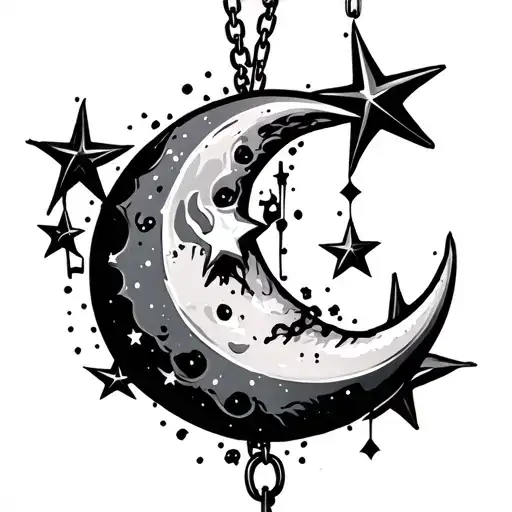 Moon And Stars On A Chain