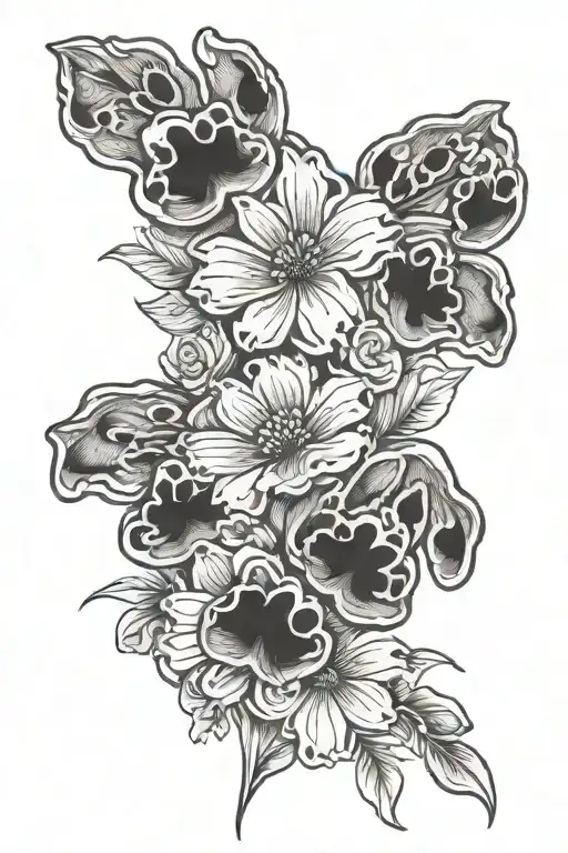 2 Dog Paws With Flowers